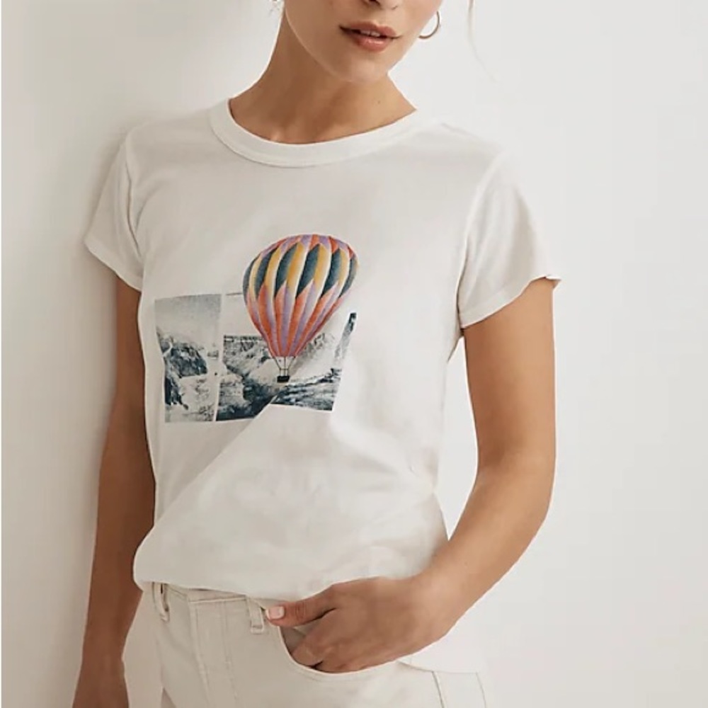 Madewell Hot Air Balloon Graphic Perfect Vintage Tee Tshirt in size XS